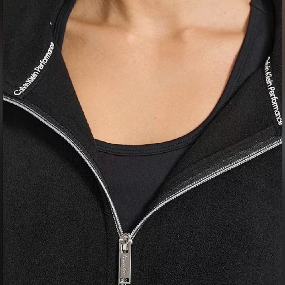 Calvin Klein Black Full Zip Up Fleece Long Sleeve Women's Size PS/PP/PCH - Picture 3 of 10
